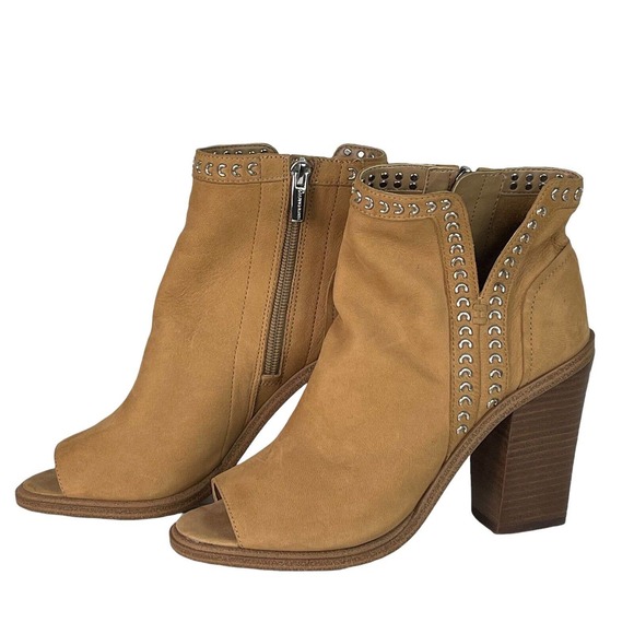 Vince Camuto Womens VC-Kemelly Peep Toe Ankle Booties Brown Womens Size 6.5 M - Picture 2 of 12